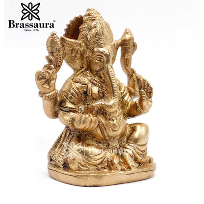 Brass Ganesha Statue For Home Decor And Gift Item Weight .8 Kg And Height 4 Inch