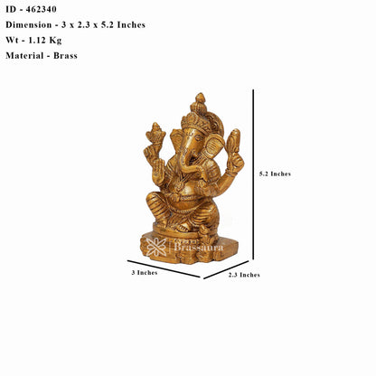 Brass Ganesha Statue For Home Decor And Gift Item Weight 1.1 Kg And Height 5.2 Inches