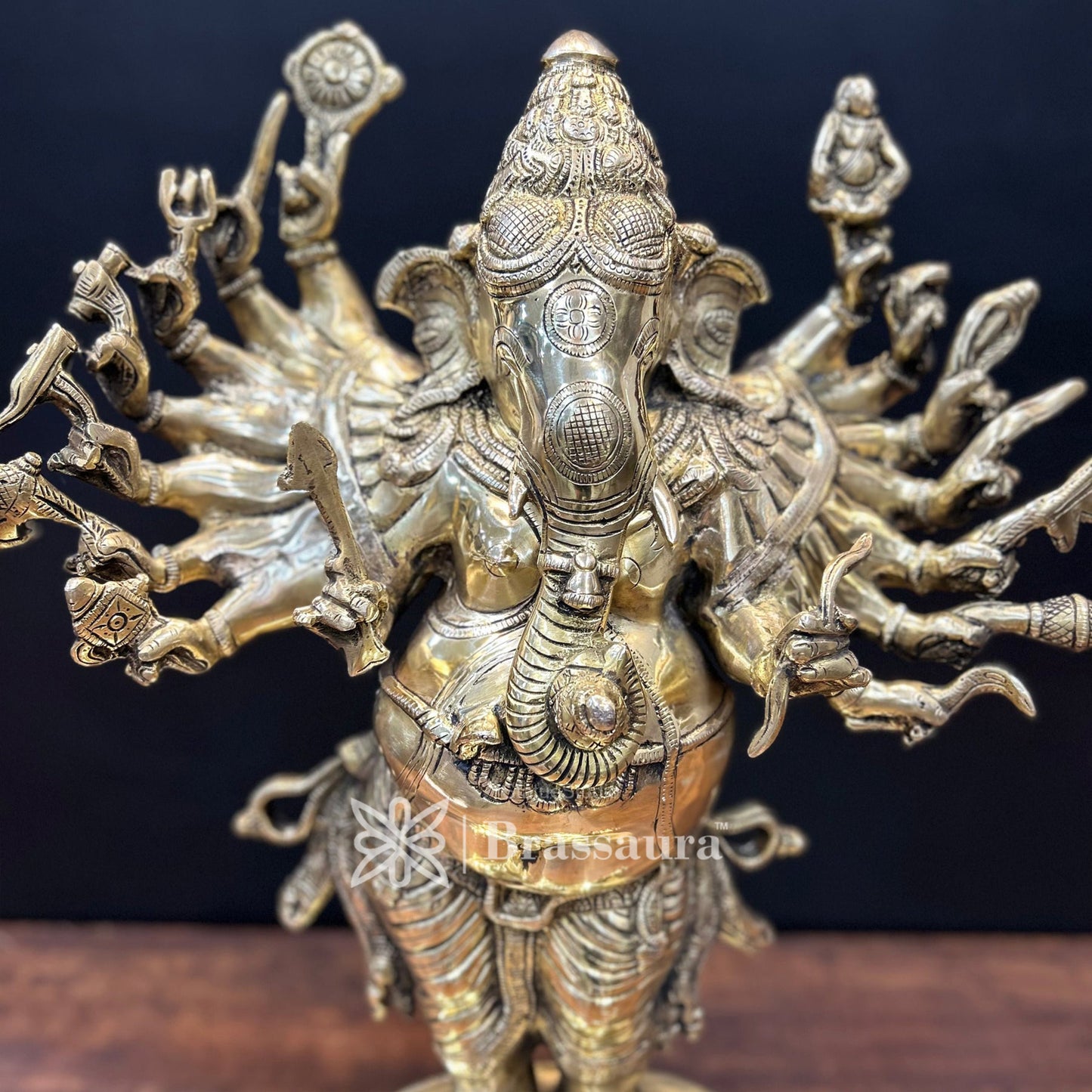 Brassaura™ Brass Standing Ganesha Statue for Home and Decor | Weight 18 Kgs | Height 24 Inches