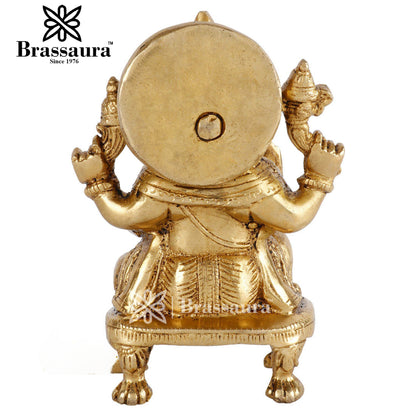 Brass Ganesha Statue For Home Decor And Gift Item Weight .9 Kg And Height 5.5 Inch