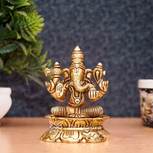 Brass Ganesha Statue For Home Decor And Gift Item Weight .33 Kg And Height 3 Inches