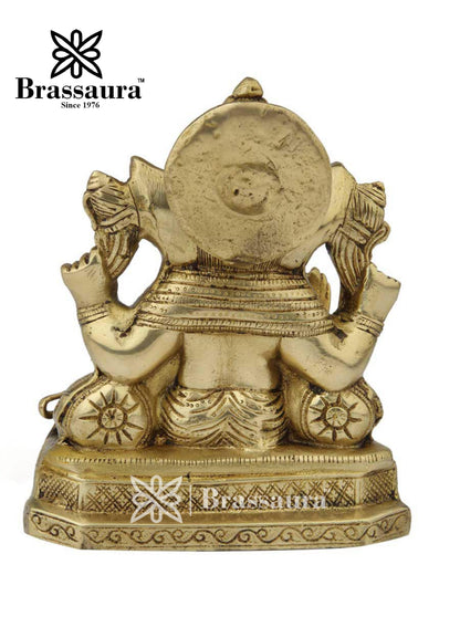 Brass Ganesha Statue For Home Decor And Gift Item Weight 2.5 Kg And Height 8 Inch