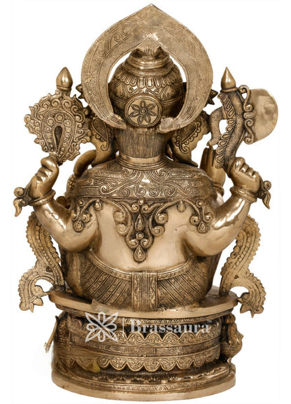 Brassaura™ Brass Jewellery Ganesha Idol for Home Decor | Weight 32 Kgs | Height 23 Inches