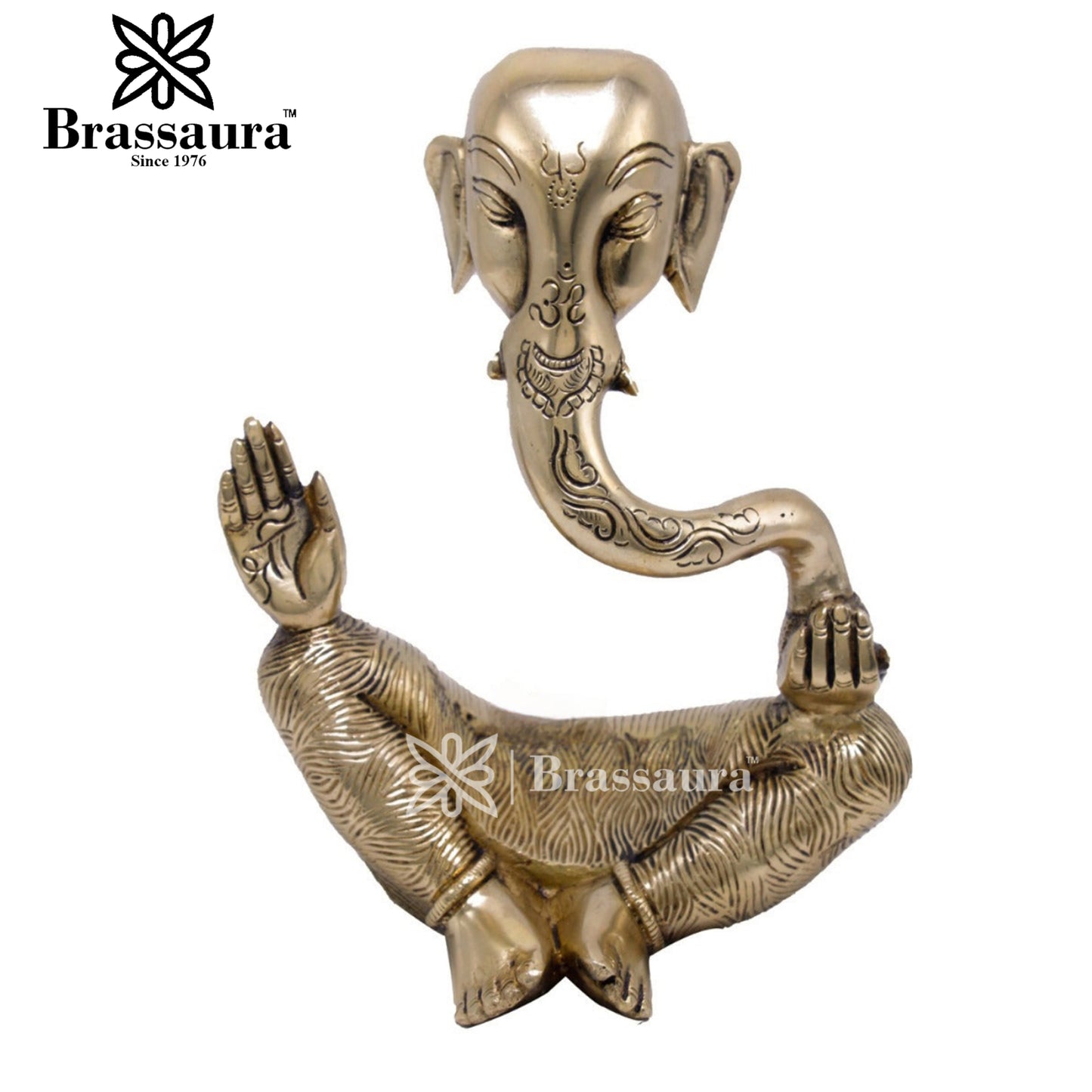 Brassaura™ Brass Ganesha Idol for Home and Decor | Weight 2.1 Kgs | Height 8 Inches
