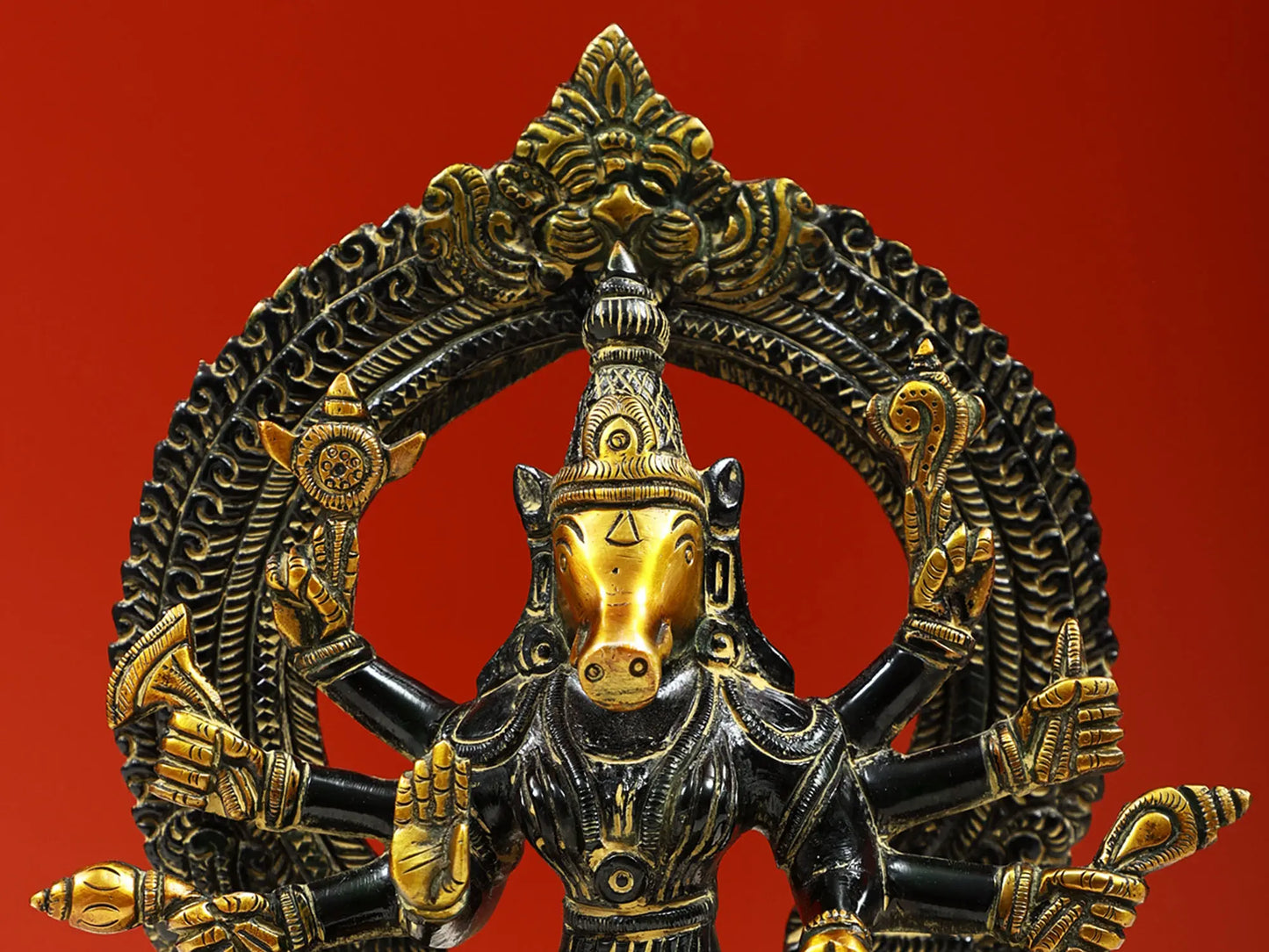 Brassaura® Brass Varaha Statue | Height 8.07 Inches & Weight 2.39 kg