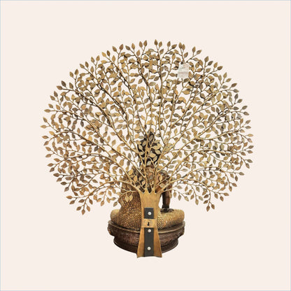 Brassaura® Buddha Under Bodhi Tree | Intricately Handcrafted Brass Sculpture | Height 45 Inches & Weight 48 Kgs