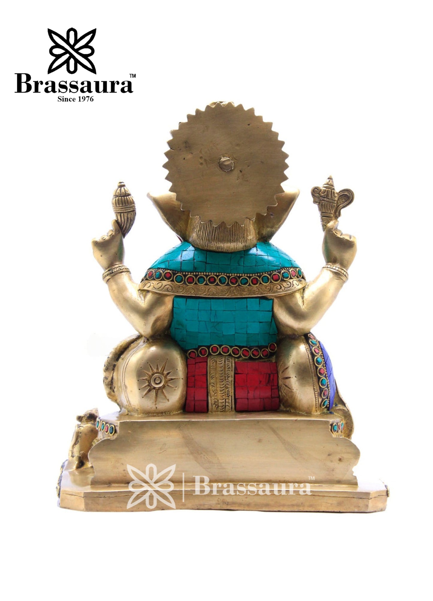 Brass Gem Stone Work Fruit Ganesha Statue For Home Decor And Gift Item Weight 10 Kg And Height 12 Inch
