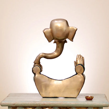 Brassaura™ Stylish Lord Ganesha Idol | Pure Brass with Meenakari Inlay Work | Height 18 Inches & Weight 11 Kgs