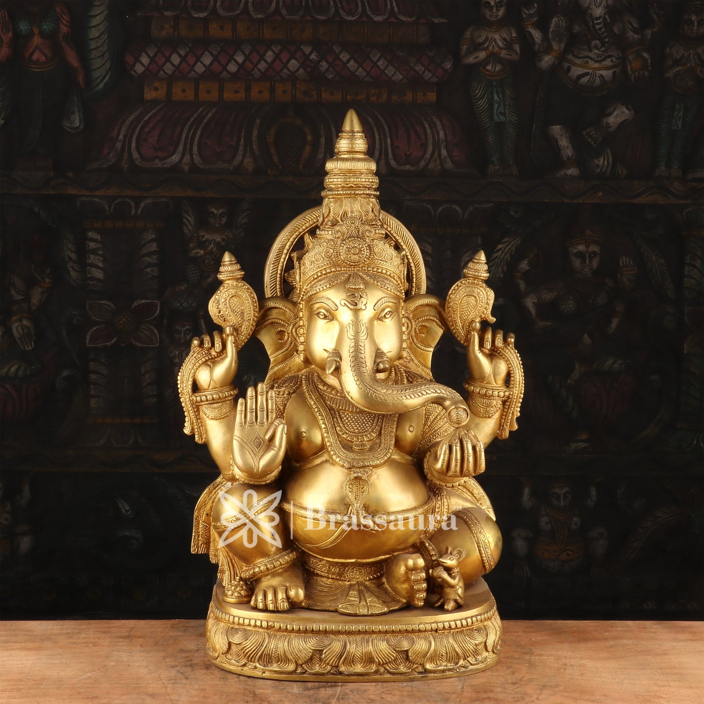Brassaura™ Brass Ganesha Idol for Home and Decor | Weight 23 Kgs | Height 20 Inches