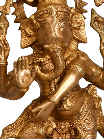 ब्रासुर्रा™ बड़े भगवान गणेश नटराज के रूप में पीतल में | ऊंचाई 29.5 इंच और वज़न 18.27 किग्रा