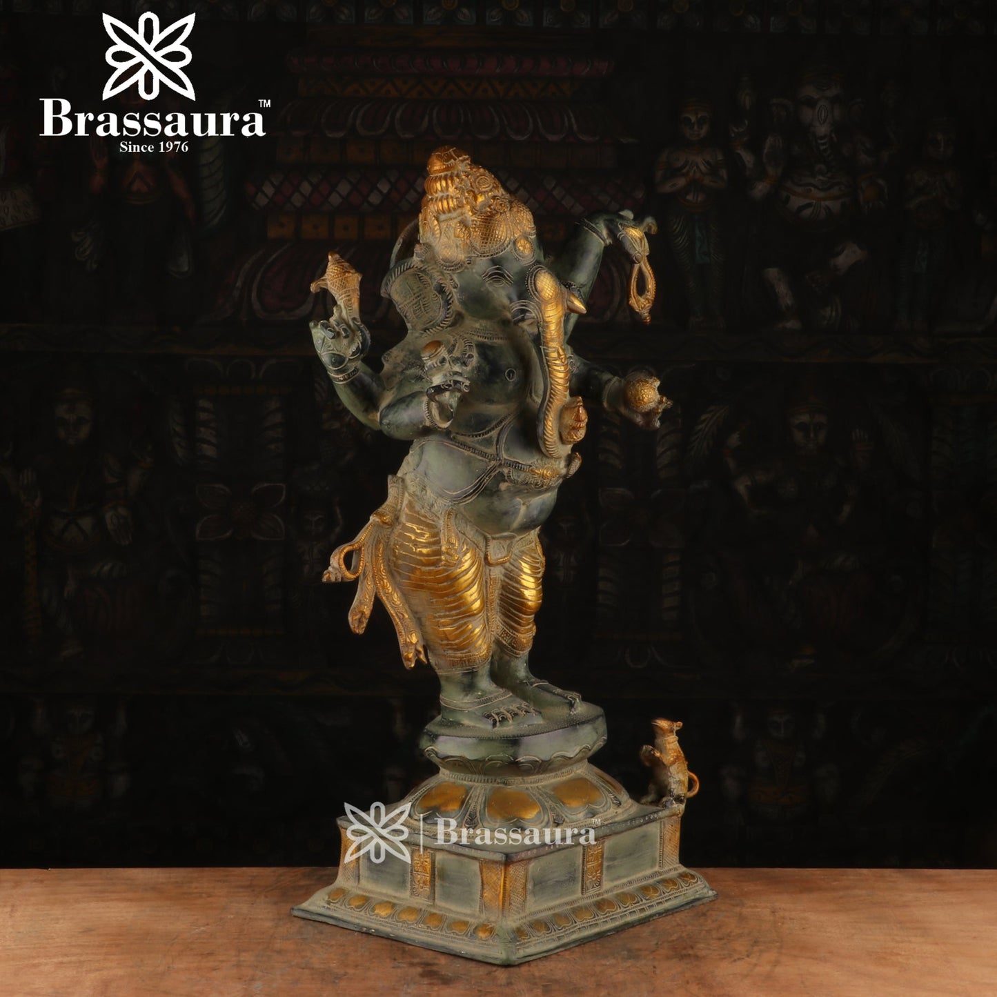 Brass Ganesha Statue For Home Decor And Gift Items Weight 15.7 Kg And Height 24 Inches