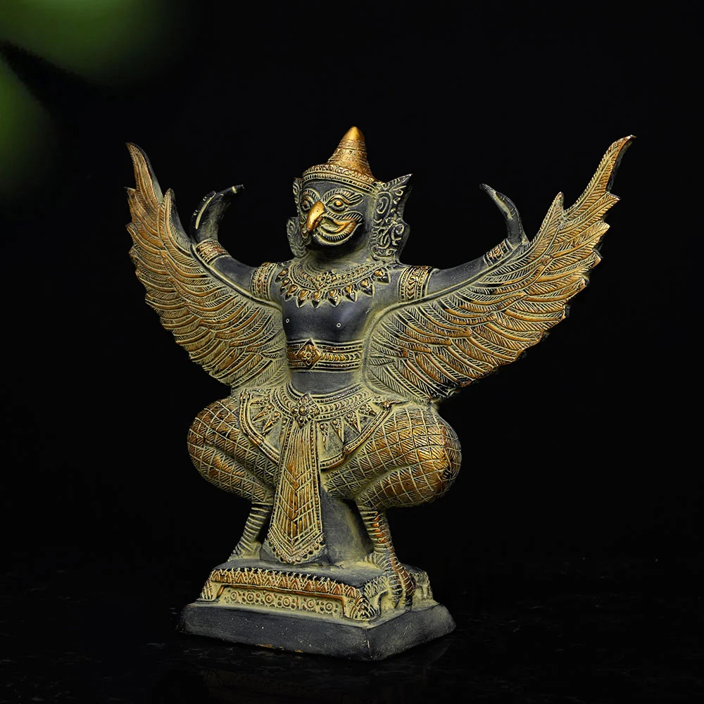 ब्रासोरा® वृंदावन वेणुगोपाल कृष्ण पीतल की प्रतिमा मोर के साथ | एंटीक नीला और सुनहरा रंग | ऊँचाई 20 इंच