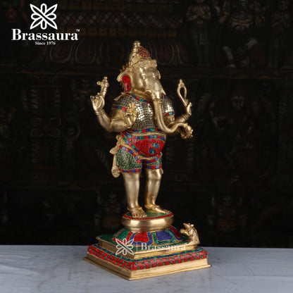 Brass Ganesha Statue For Home Decor And Gift Items Weight 11 Kg And Height 18 Inches
