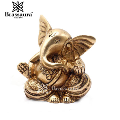 Brass Ganesha Statue For Home Decor And Gift Item Weight .45 Kg And Height 2.5 Inch