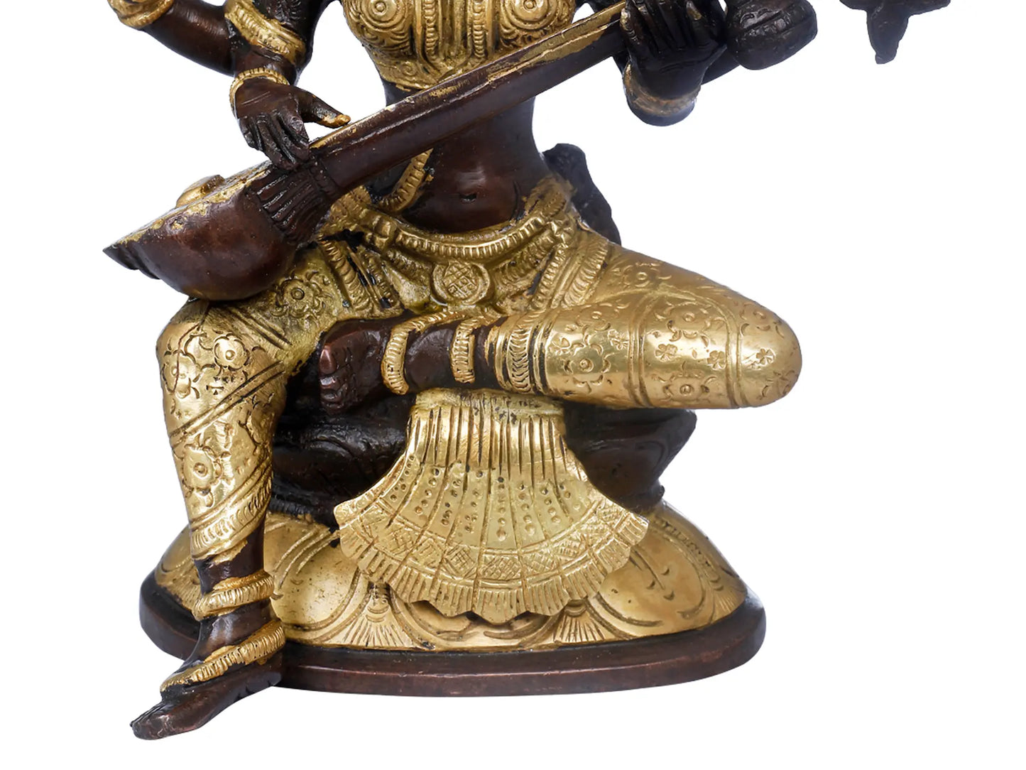 Brassaura® Brass Saraswati Statue | Height 8.07 Inches & Weight 1.76 kg