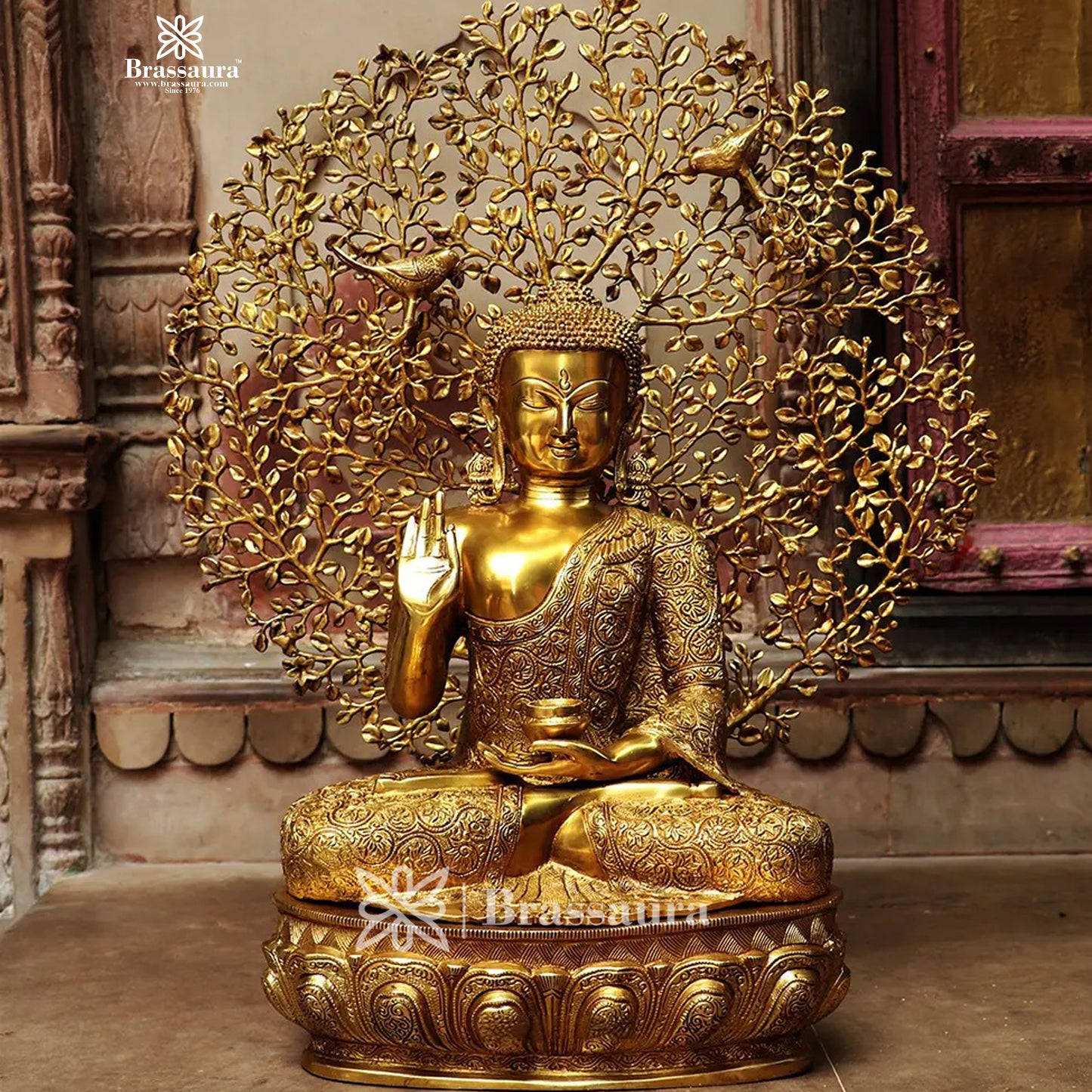 Brass Big Buddha statue for home and decor and gift Item weight 27.3 kg Height 30 inch