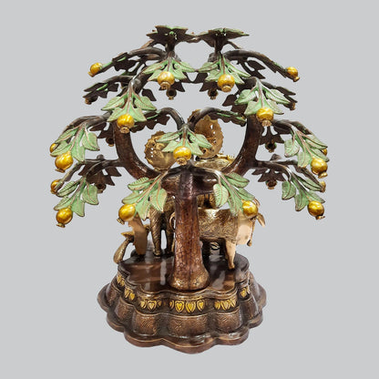 Brassaura® Radha Krishna Under Kalpavriksha Tree | Three-Tone Finish Brass Sculpture | Height 21.3 Inches & Weight 24.8 Kgs