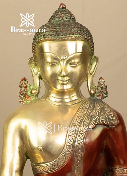 Brass Buddha For Home And Décor Weight 6 kg Height 12.5 Inch
