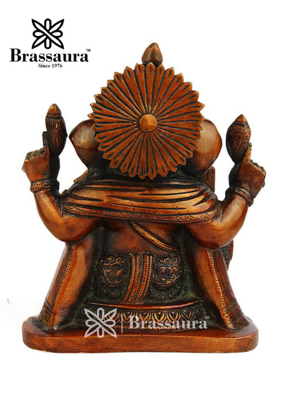 Brassaura™ Brass Ganesha Idol for Home and Decor | Weight 2.2 Kgs | Height 7 Inches