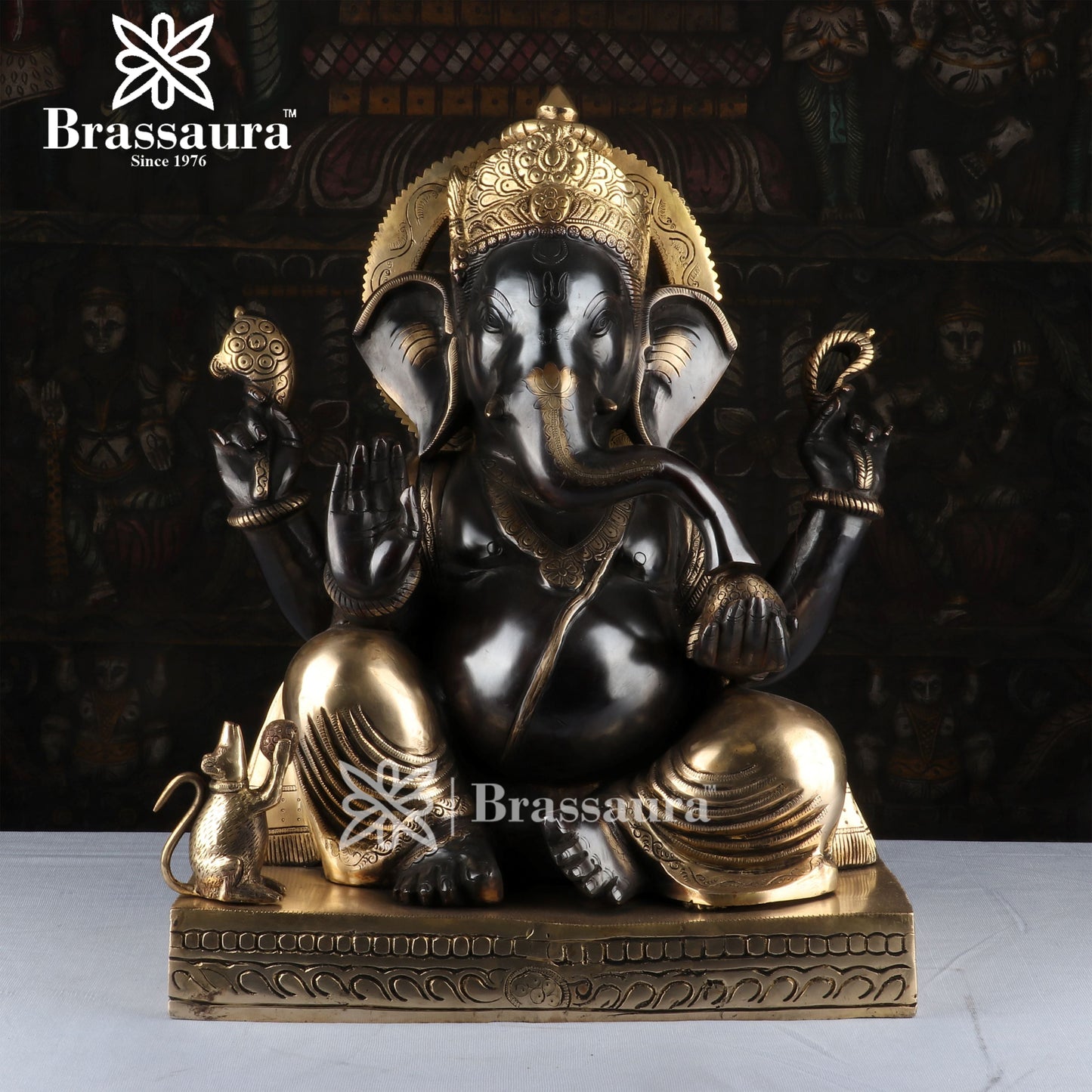 Brass Ganesha Statue For Home Decor And Gift Items Weight 36.4 Kg And Height 21 Inches