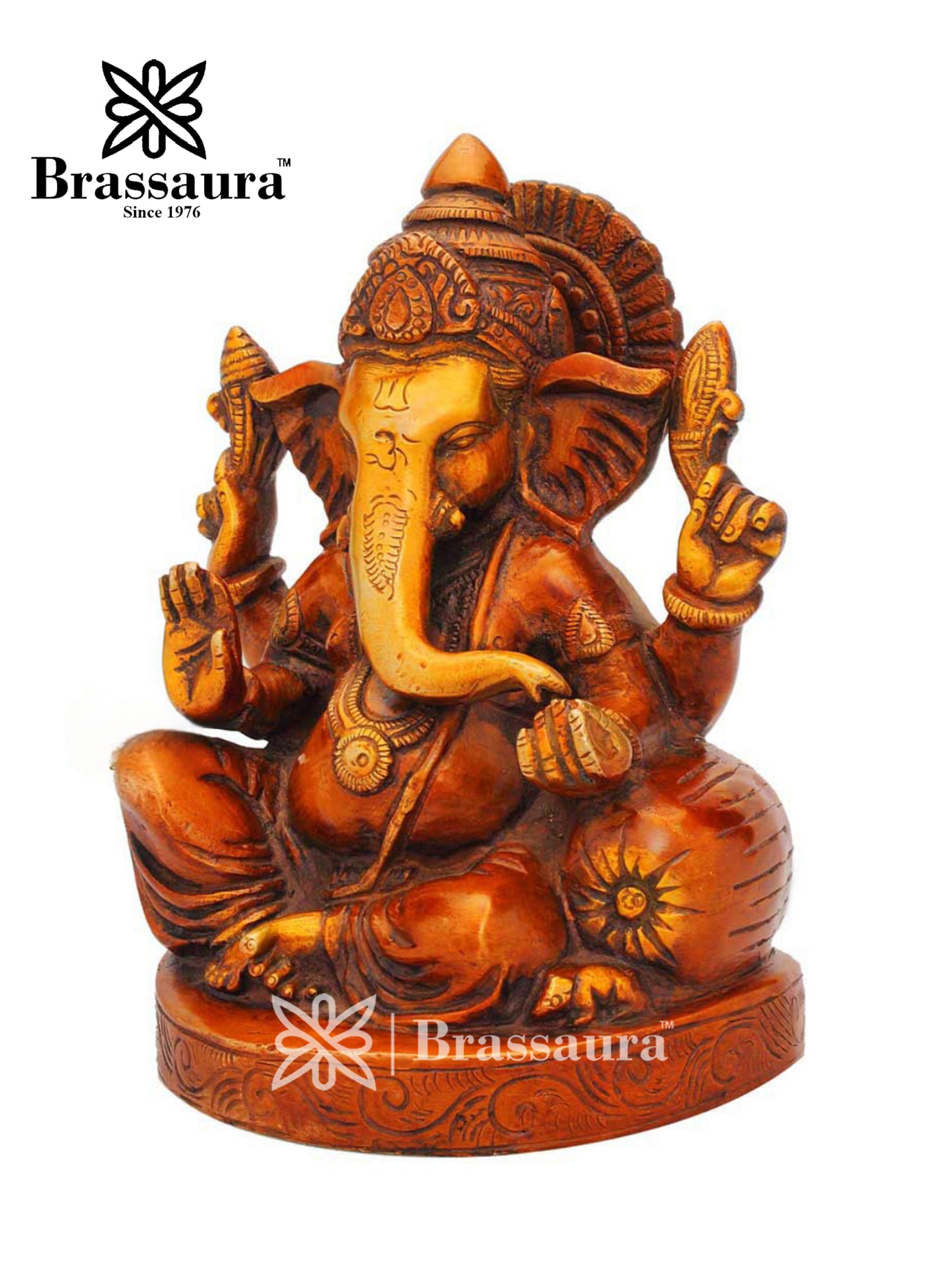 Brass Ganesha Statue For Home Decor Weight 2.2 Kg And Height 7 Inch