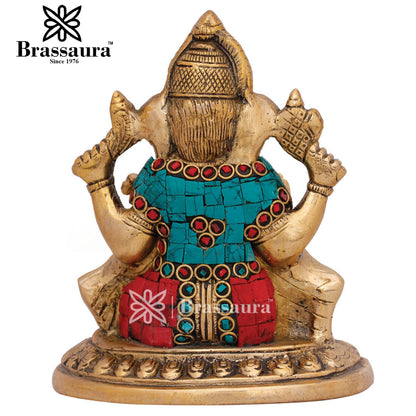 Brass Ganesha Statue For Home Decor And Gift Item Weight 1.3 Kg And Height 6 Inch