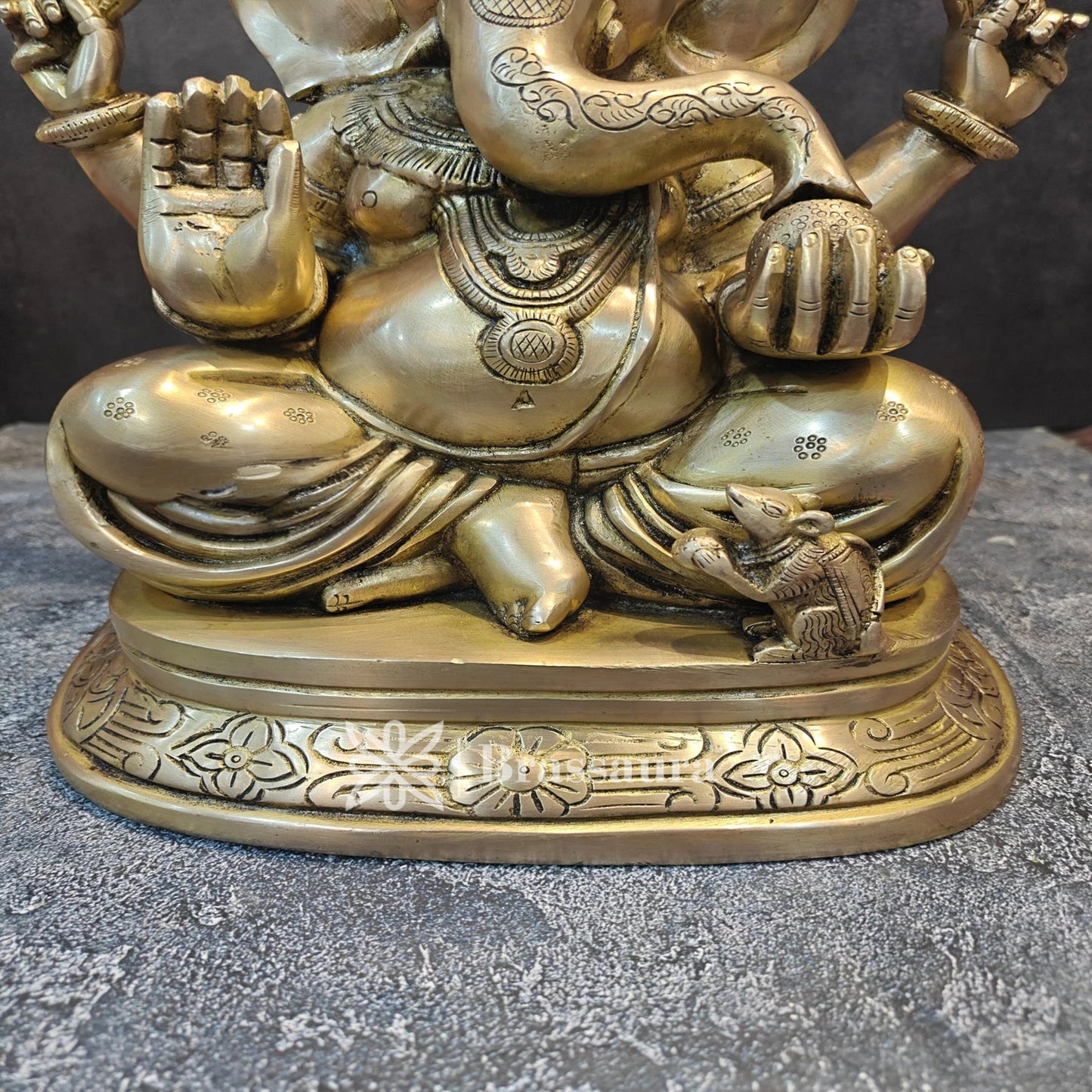 Brassaura™ Brass Ganesha Statue for Home and Decor | Weight 12 Kgs | Height 16 Inches