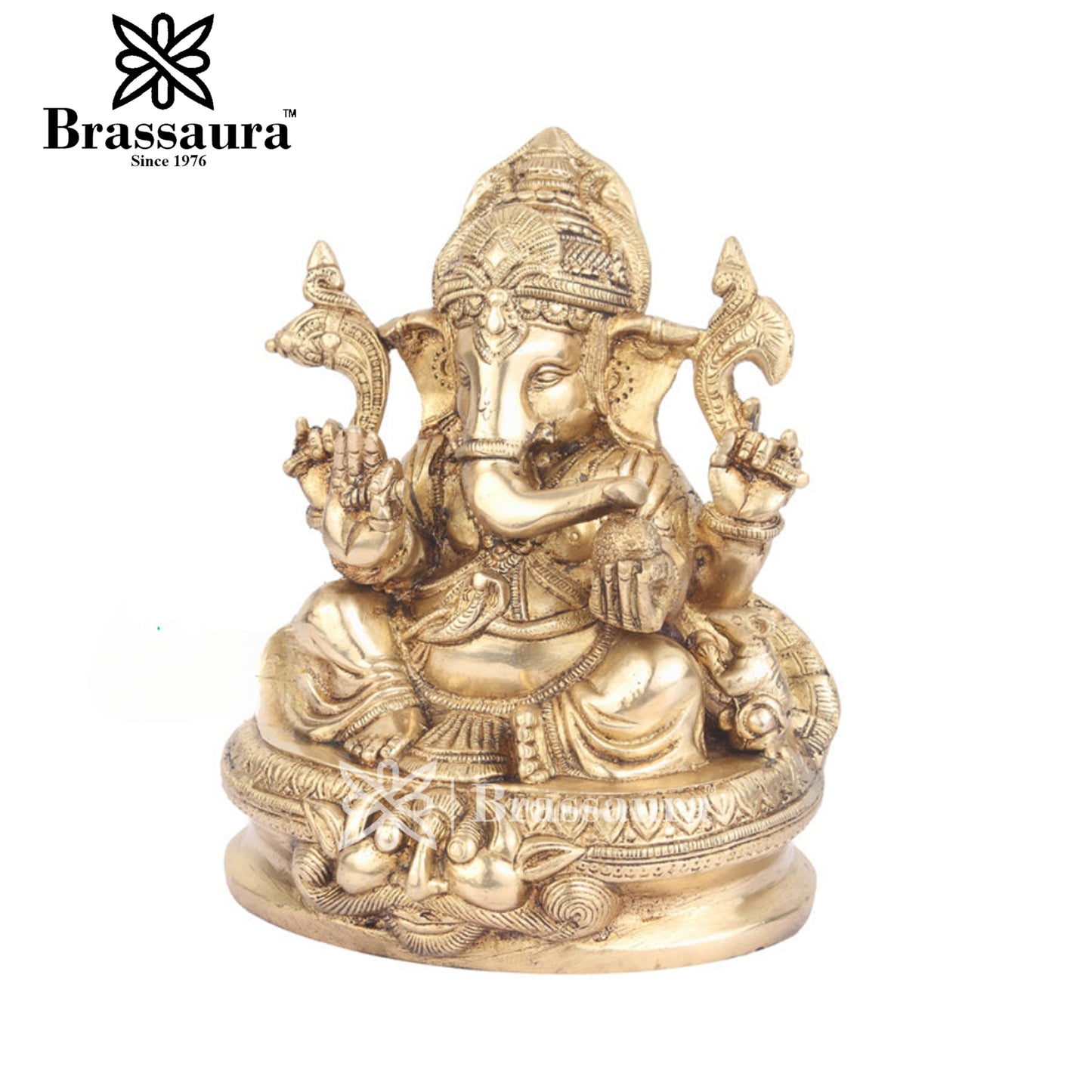 Brass Ganesha Statue For Home Decor And Gift Item Weight 3.8 Kg And Height 8 Inch