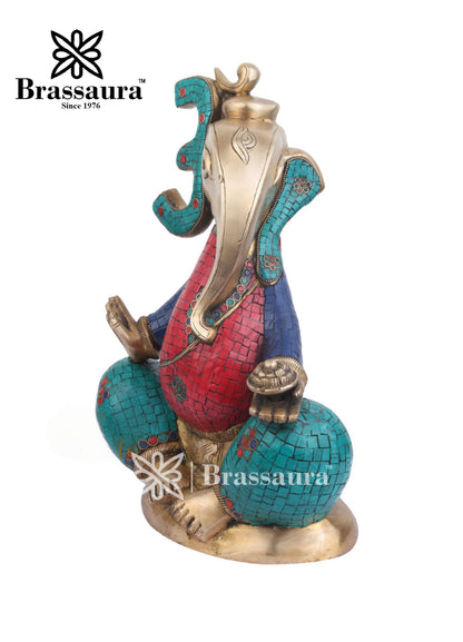 Brass Ganesha Statue For Home Decor And Gift Item Weight 11 Kg And Height 16 Inch