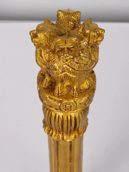 Brassaura® Brass Ashoka Lion Capital Decorative Pillar | Pure Brass | Height 12 Inches & Weight 1.70 kgs