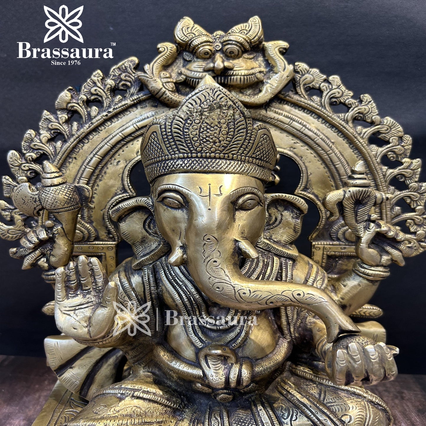 Brass Ganesha Statue For Home Decor And Gift Items Weight 16.8 Kg And Height 19 Inches