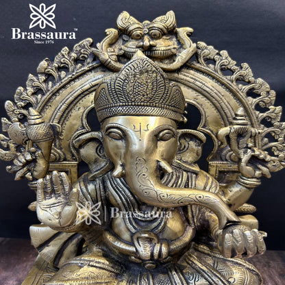 Brass Ganesha Statue For Home Decor And Gift Items Weight 16.8 Kg And Height 19 Inches