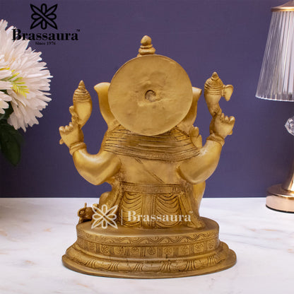 Brass Ganesha Statue For Home Decor And Gift Item Weight 3.8 Kg And Height 10 Inches