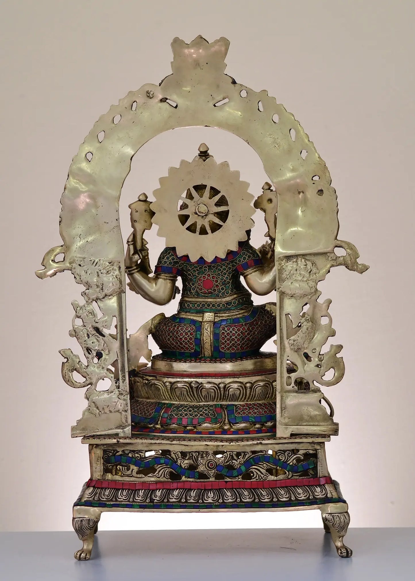 Brassaura™ Lord Ganesha with Ornate Arch | Pure Brass with Meenakari Inlay Work | Height 27 Inches & Weight 26 Kgs