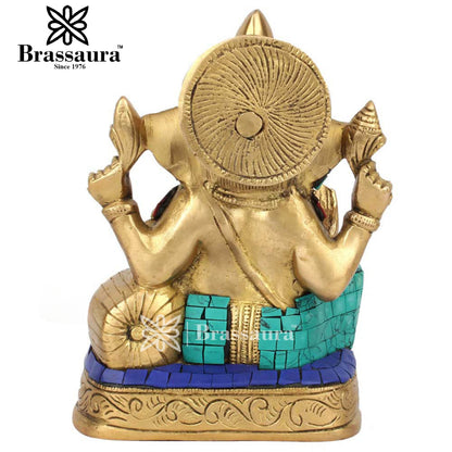 Brass Ganesha Statue For Home Decor And Gift Item Weight 2 Kg And Height 7 Inch