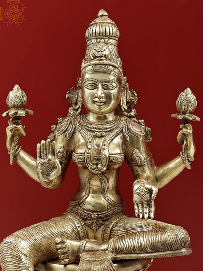 Brassaura® Large Brass Goddess Lakshmi Statue | 23.43 Inches | 25.57 kg