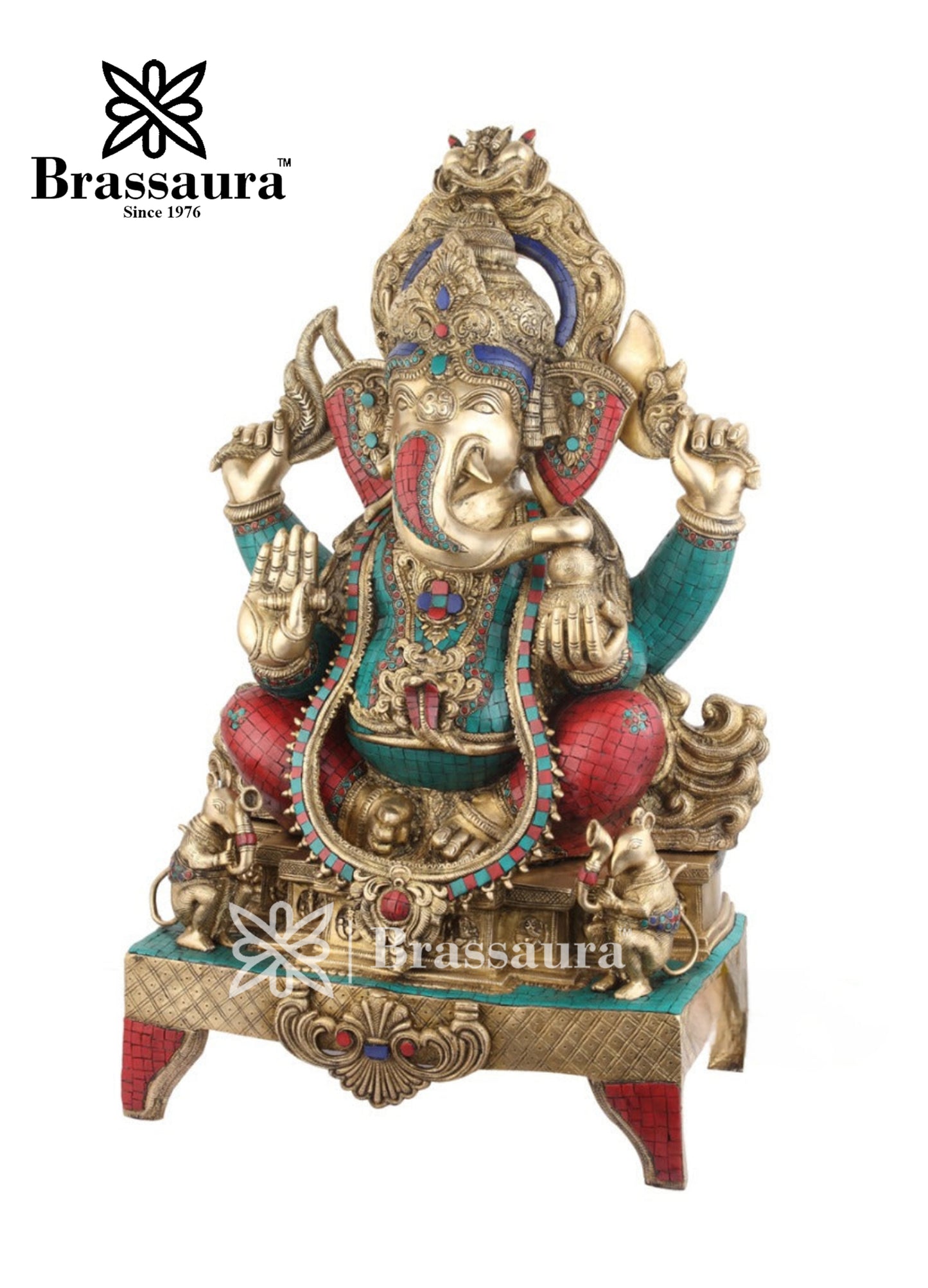 Brass Ganesha Statue For Home Decor And Gift Item Weight 60 Kg And Height 33 Inch