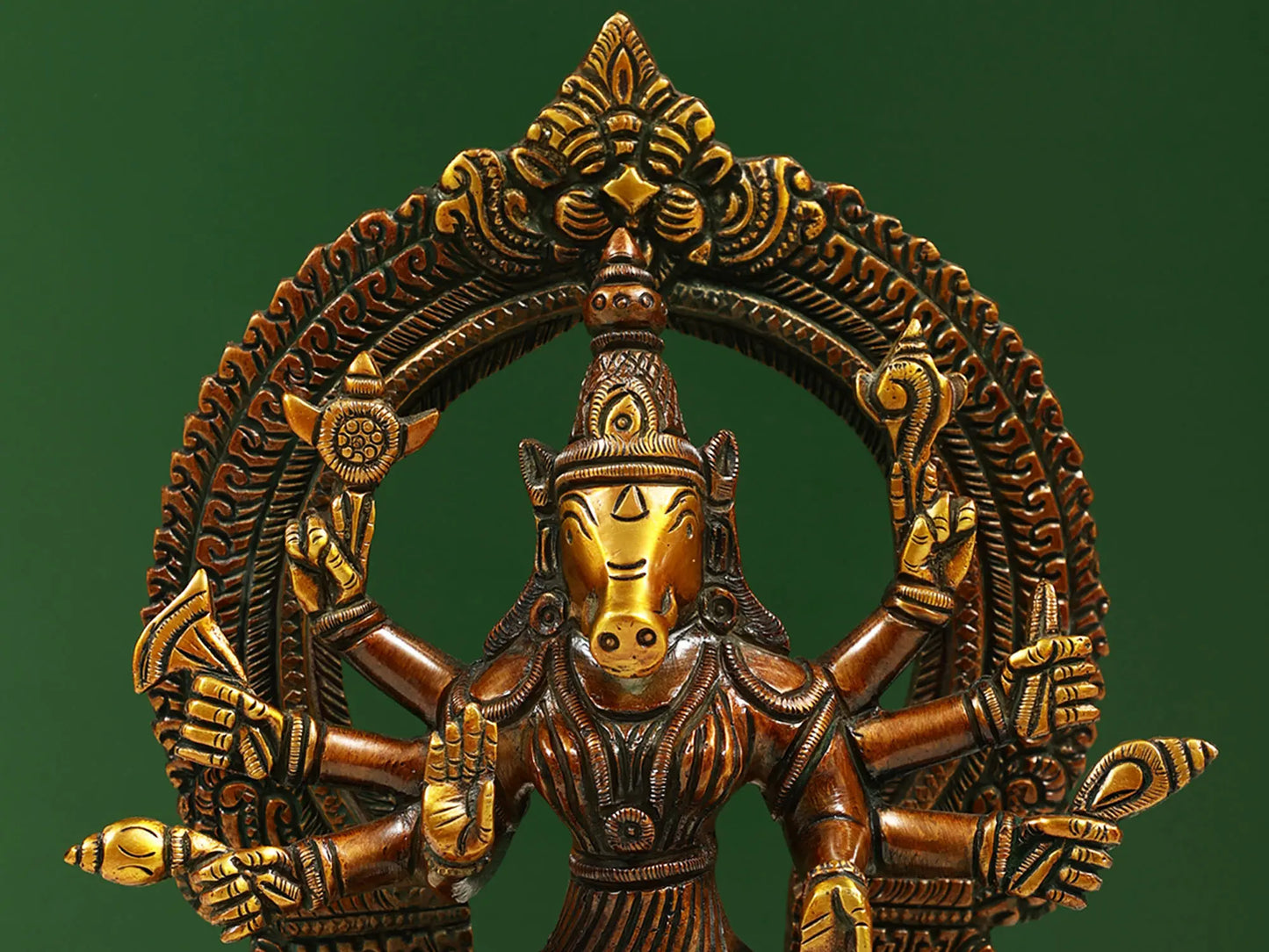 Brassaura® Brass Varaha Statue | Height 8.07 Inches & Weight 2.39 kg