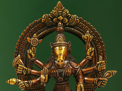 Brassaura® Brass Varaha Statue | Height 8.07 Inches & Weight 2.39 kg