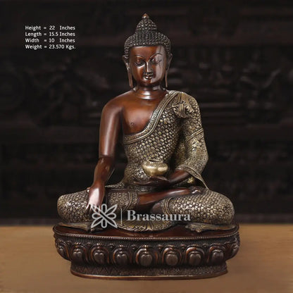 Brass Buddha For Home Décor And Gift Items Weight 23.57 Kg And Height 22 Inch