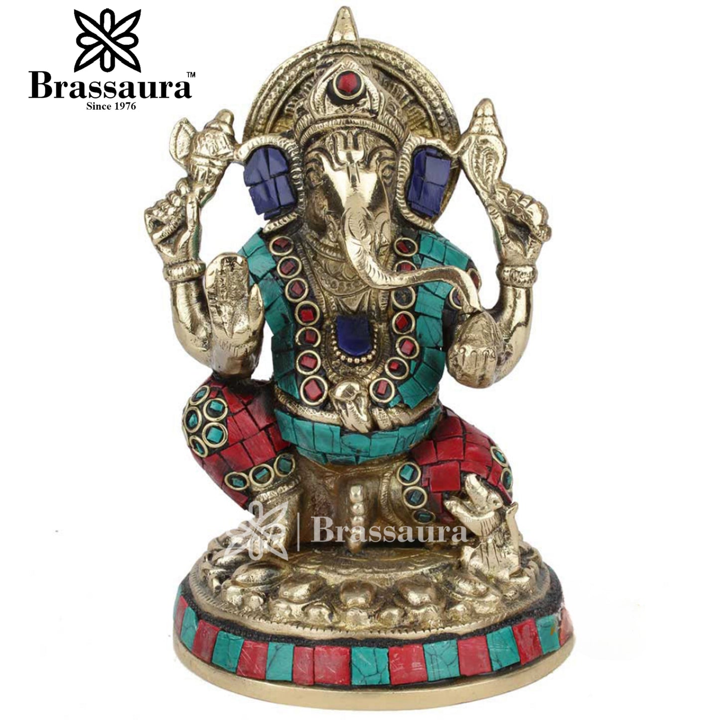 Brass Ganesha Statue For Home Decor And Gift Item Weight 1.6 Kg And Height 6.5 Inch