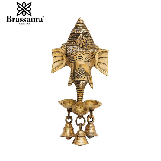 Brassaura™ Brass Ganesha Statue For Home Decor And Gift Item Weight 0.62 Kgs And Height 8.5 Inches