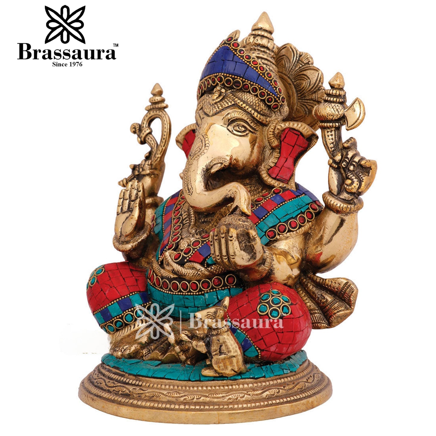 Brass Ganesha Statue For Home Decor And Gift Item Weight 6.8 Kg And Height 10 Inch