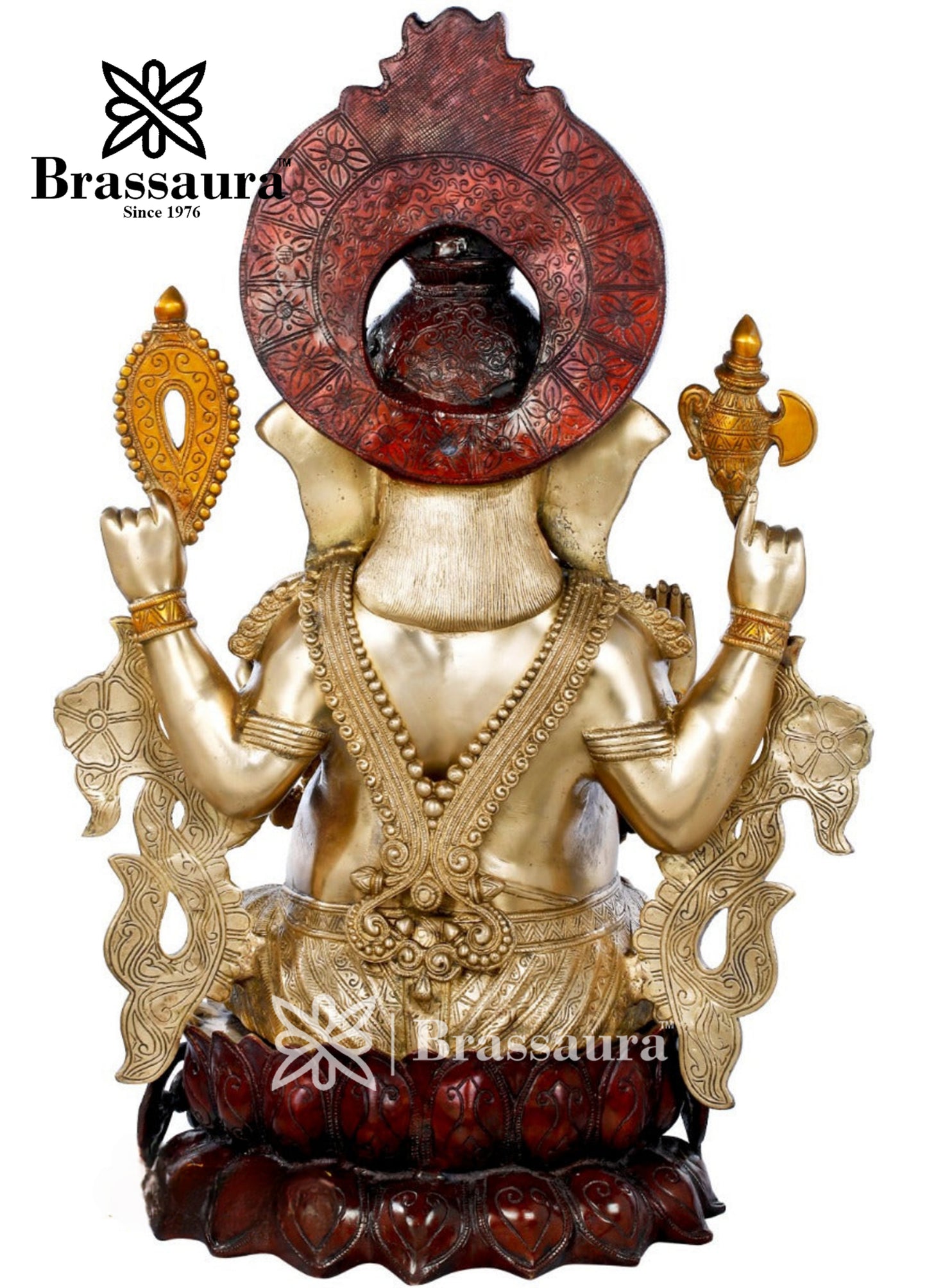 Brassaura™ Brass Jewellery Ganesha Statue for Home Decor | Weight 44 Kgs | Height 29 Inches