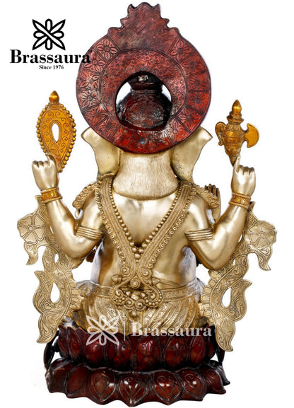 Brassaura™ Brass Jewellery Ganesha Statue for Home Decor | Weight 44 Kgs | Height 29 Inches