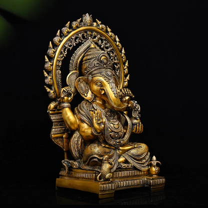 ब्रासोरा® वृंदावन वेणुगोपाल कृष्ण पीतल की प्रतिमा मोर के साथ | एंटीक नीला और सुनहरा रंग | ऊँचाई 20 इंच