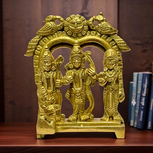 Brassaura™ Brass Ram Darbar Idol – Height 5 Inches & Weight 0.27 Kgs | Auspicious Home Temple Sculpture