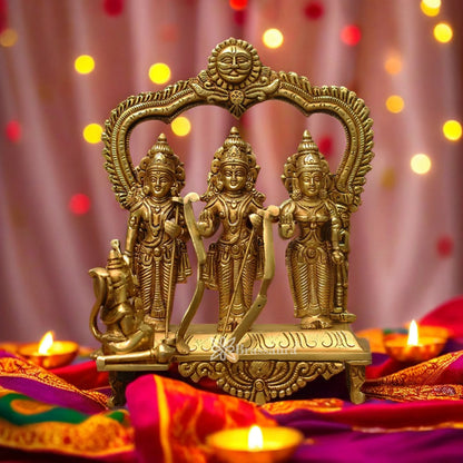 Brassaura™ Brass Ram Darbar Idol – Height 12 Inches & Weight 5.5 Kgs | Heritage Brass Artwork for Spiritual Spaces