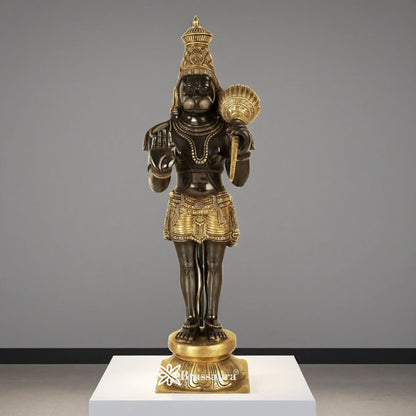 Brassaura™ Brass Standing Hanuman Murti with Intricate Design – Height 21 Inches & Weight 9.2 Kgs
