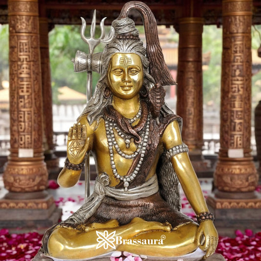 Brassaura™ Brass Shiva Idol – Height 11.5 Inches & Weight 5 Kgs | Traditional Spiritual Décor